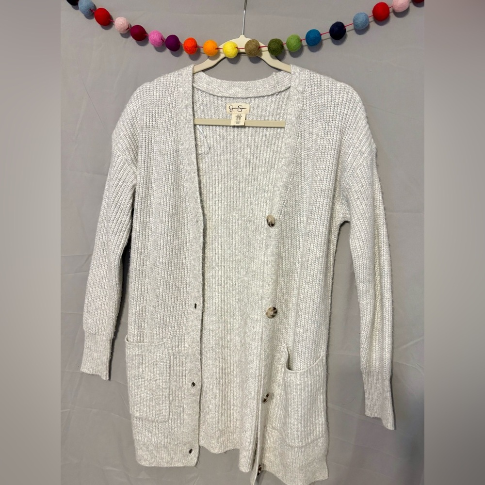Cozy Gray Cardigan Sweater with Pockets